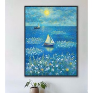 Mirror painting Guong Buom goes out to sea to heal the soul hanging to decorate the bedroom and livi