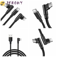 JEROMY 90 Degrees Type C Cable, Elbow Nylon Braid PD 60W Quick Charger Cord, Charge Data Cable 90 De