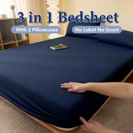 3in1 Bedsheet Fully Garterized Bedsheet Plain Cotton Bedsheet No Lukot No Gusot Fitted Bedsheet King