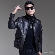 Kulit Lembu Tentera Udara Baru Lelaki Slim Fit Musim Bunga Musim Gugur Pendek Trendi Jaket Kulit Tul