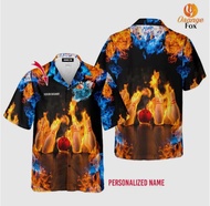 Bowling Ball Fire Custom Name Hawaiian Shirt For Men CASUAL HAWAIIAN Shirt, Size XS-6XL, Style Code25