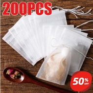 200PCS Tea Bag Pouch Disposable Drawstring Bag for Tea Coffee Powder Spices Non-woven Filter Bag