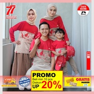 MERAH Red and White Couple T-Shirt August 17th Edition Family Couple Shirt SM28 Red Coksu