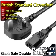 3-Pin British Standard Approved UK Plug PC Laptop Computer Monitor AC Power Cord Cable IEC C5/C13