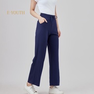 Eyouth 10176 Women Cool Silhouette Pants Straight-Leg with Drawstring Waist