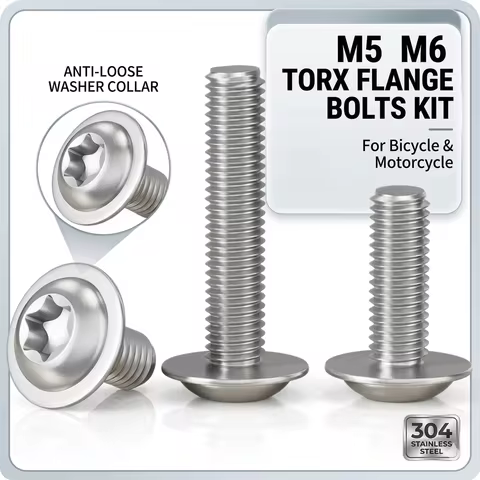 5-10Pcs M5 M6 304 Stainless Steel Torx Screws with Anti-Loose Washer Collar T25 T30 Lobe Flange Bolt