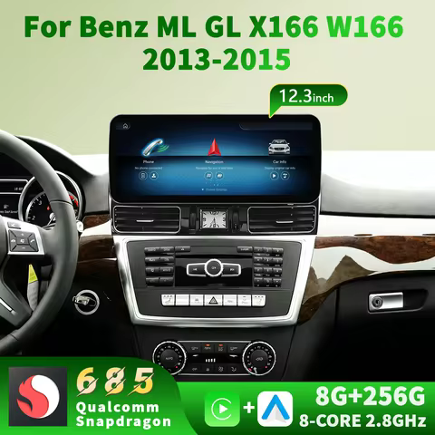 12.3'' Car Radio For Mercedes Benz ML GL X166 W166 2013-2015 Wireless Carplay Android 14 Snapdragon 
