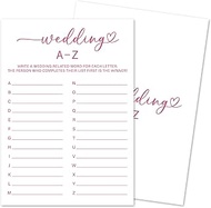 Wedding A-Z Game Cards, Minimalism Wedding Shower Game, 30 Wedding Games Cards, Pink Bridal Shower G