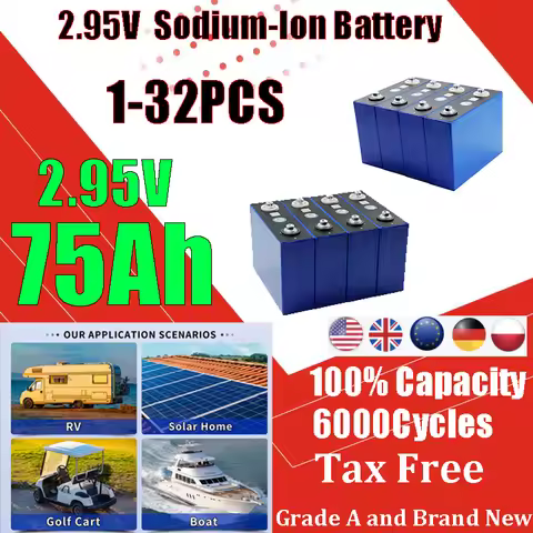 1-32PCS 2.95V 75Ah Sodium Ion Battery 2.9V 20C Discharge for DIY 12V 24V Motorcycle Electric Vehicle