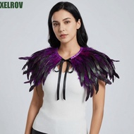 XELROV Feather Shawl, Adjustable Luxury Feather Shrug Shawl, Fashion Punk Gothic Neck Wrap Shoulder 