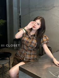 เสื้อเชิ้ต lll Freesize lll MR022 คอปก กระดุมหน้า แขนพอง มีโบว์ผูกเข้ารูป เนื้อผ้าคอตตอน