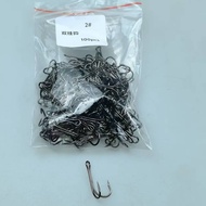 100pcs High Carbon Steel Double Hook Soft Frog Fishing Hook Aneka Umpan 1#/2#