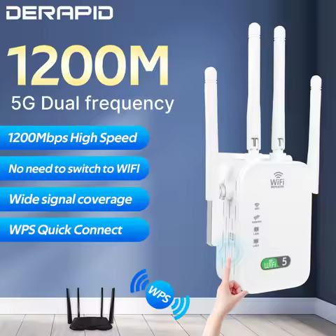 WiFi Repeater 1200Mbps Wireless Amplifier Dual Band 2.4G 5GHz Network Long Range Signal Booster For 