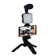Selfie Stick + Mic Live Streaming AY-49 / Video Making Kit AY-49 Phone Holder Tripod Microphone Remo