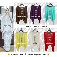 Queen Cape Blouse . Chiffon Cape . Plus Size Cape . Permaisuri Cape . Blouse Lapis Luar
