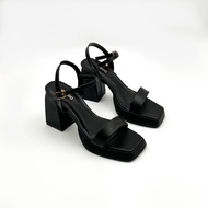 Giày Sandal Nữ Cao Gót Đế Vuông 9 Phân Guốc Nữ Đế Đúp Quai Ngang 9cm Thanh Lịch NUDDO N929