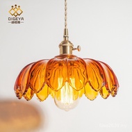 Chandelier Old Nordic Brass Chandelier Shanghai Cafe Bedroom Restaurant Japanese-Style Glass Cafe Li