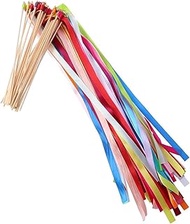 Mixed Color Ribbon Sticks, Pack of 20 Fairy Ribbon Wands with Bells Streamers Sticks Multicolor 60x0