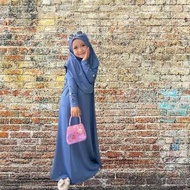 Children's jersey Gamis dress set hijab abaya batwing latest model Abaya set Hijab