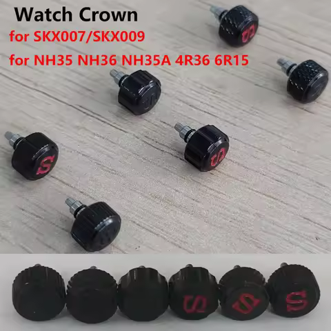 Watch Parts Black Stainless Steel Watch Crown with Winding Stem S Crown For SKX007 SKX009 NH35 NH36 