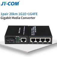 JT-COM Gigabit Ethernet Fiber Media Converter with a Built-in 1.25G Singlemode SC Transceiver10/100/