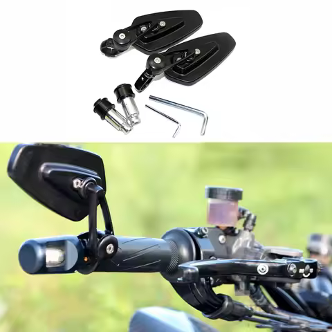 Motorcycle Universal CNC 7/8" 22mm Rearview Handle Bar Ends Mirrors For Yamaha Bws 125 r1 2003 Drags