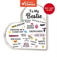 Bestie Heart-Shaped Friendship Keepsake Box - Clear Acrylic Gift with Colorful Best Friend Quotes & 