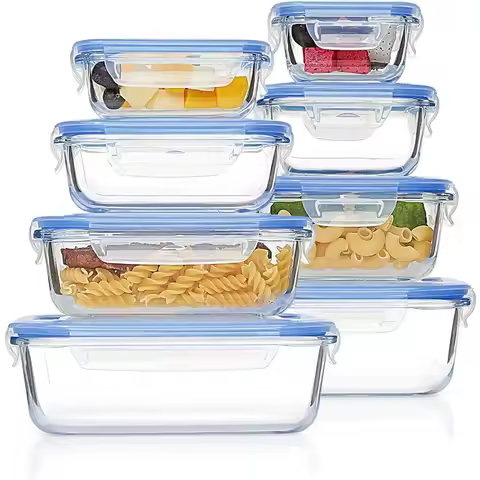 8 Pack Glass Meal Prep Container with Lids, Snapware Lunch Containers for Food Storage, Airtight Kit