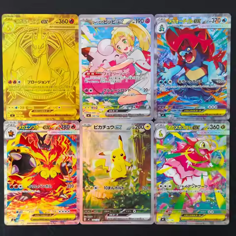 DIY PTCG PKM Card Pokemon MC Gold Mega Charizard EX Swampert Meganium Pikachu EX Holographic Texture