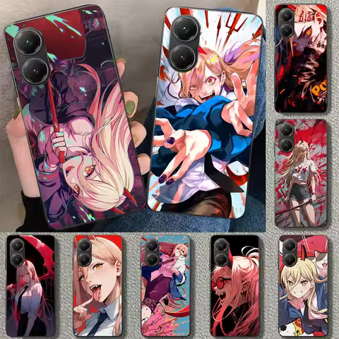 Chainsaw Mans Power Phone Case Cover for Xiaomi Poco X6 X5 X7 Pro F7 Ultra Redmi 15C 15 13C 13 12C 1