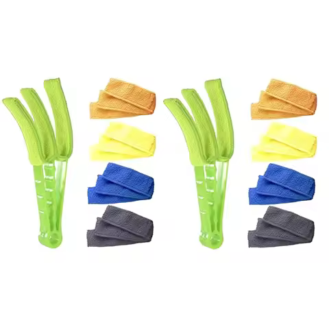 2Pcs Window Blind Duster Brush Kit For Window Shutters Blind Air Conditioner Jalousie Dust Green