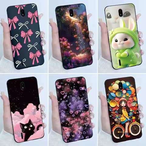 For Nokia C01 Plus Phone Case Luxury Cute Love Rabbit Funny Black Matte Soft TPU Protective Cover fo
