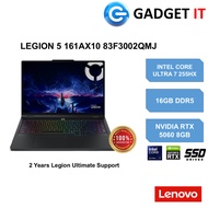 LENOVO LEGION 5 161AX10 83F3002QMJ GAMING LAPTOP (CU7-255HX,16GB,1TB SSD,16"WQXGA OLED 165Hz,RTX5060