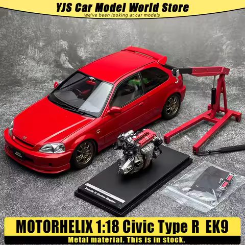 Motorhelix Diecast 1:18 New Honda EK9 Civic Type R Car model Sports Static model Metal material coll