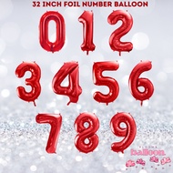 32 Inch Red Foil Number Balloon –5pcs Party Décor for Birthday Celebrations