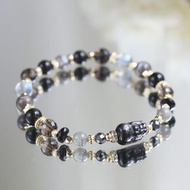 金運石貔貅 拉長石 黑曜石 黑骨幹太陽石 水晶手鍊 健康避邪招財