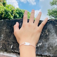 橢圓吊牌 純銀手鏈 可客製化姓名 S7