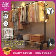 SKplus 110cm Single/Double Pole Open Wardrobe Drying Clothes Hanging Organizer Strong Iron Bedroom Penyangkut Baju