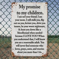8"X12" Vintage Metal Painted Yard Sign - "I Promise To Let Kids Play" Poster, Outdoor Wall Decor Met