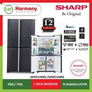 SHARP 700L /750L 4 Doors Inverter Fridge SJF821VMSS / SJF921VMSS Refrigerator