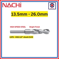 NACHI JAPAN (13.5 - 26.0mm) half inch shank DRILLS WITH 1/2 INCH SHANK hss shank half inch shank bri