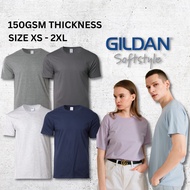 Unisex Plain Round Neck T Shirt Baju Tshirt Lelaki Kosong Men Women Oversize Gildan Softstyle 100% Cotton 63000