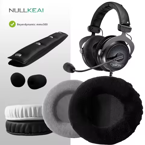NULLKEAI Velvet Replacement Parts for Beyerdynamic mmx300 mmx-300 Earpads Headband Earmuff