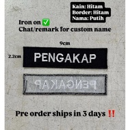 1pc IRON ON Name Tag Tanda Nama Sulam Pengakap Custom / Nama Sulam Sekolah