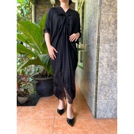 Midi kaftan with lace viscose, viscose semi silk