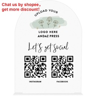 Custom QR Code Sign with Logo for Pop Up Shop, Vendor Booth Display Items, Acrylic Scan To Pay QR Co