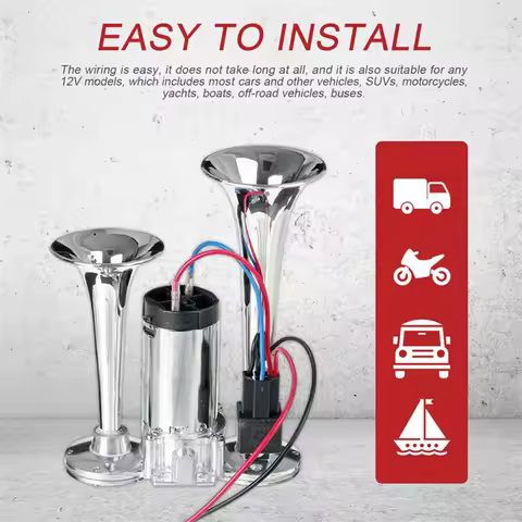 Universal Car Air Horn Compressor Dual Trumpets 600dB Loud Car Horn Speaker Super Loud Twin Tone for