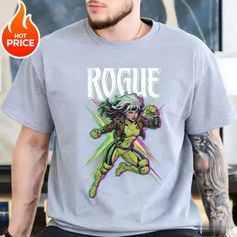 Marvel X-man Rogue Boy Girl Summer T-shirt Family Vintage Parent-child Wear Oversized Casual Men Wom