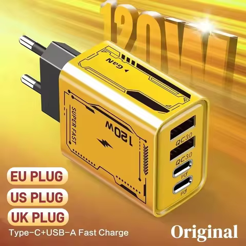 Original 120W Charger Ultra Fast Charging Type-C GaN Phone Charger USB-C QC 3.0 Phone Adapter For iP