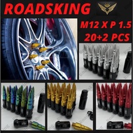 [ M12 X P 1.5 / 20PCS +2 ] BLOX SPIKE Wheel Tyre Nut Racing Nut Steel Nut Besi Tyre Nut Long